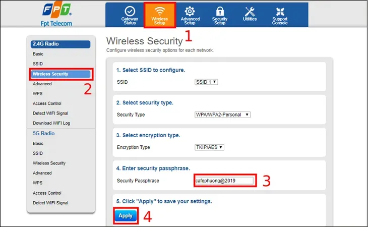 Cách đổi mật khẩu wifi 6
