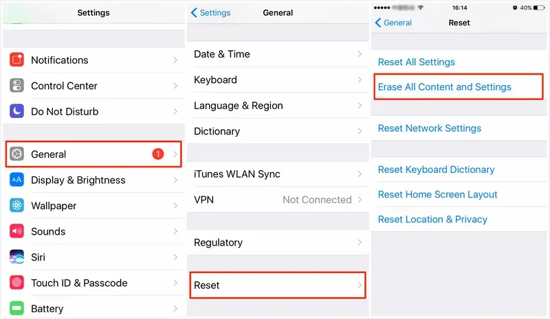 Cách reset iphone 6