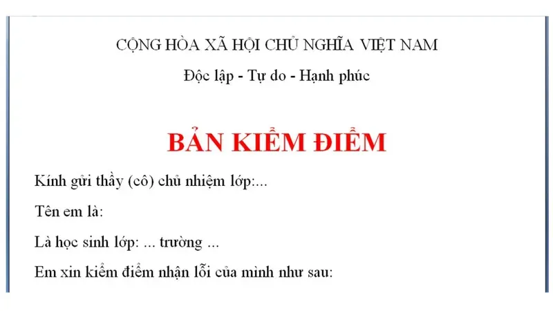 cách viết bản kiểm điểm 3
