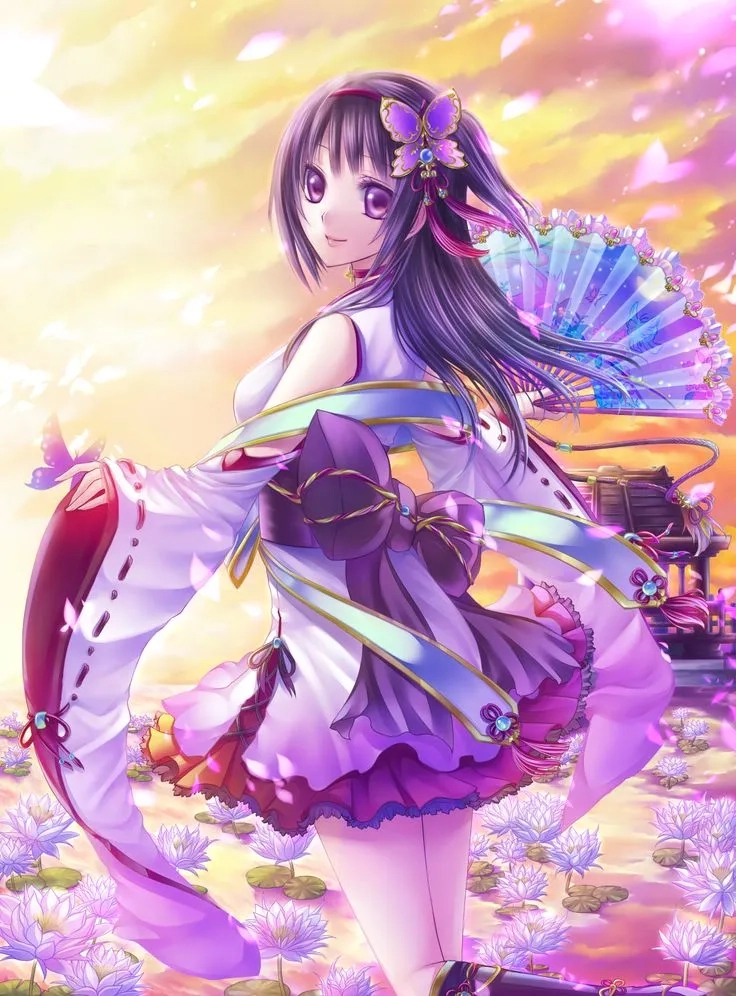 Ảnh anime con gái dễ thương ghi lại khoảnh khắc tươi vui