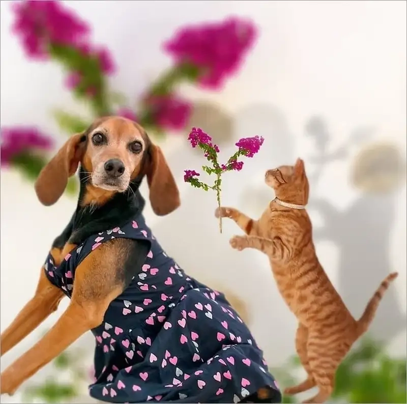 Xem ngay con mèo tặng hoa siêu cute và hài hước
