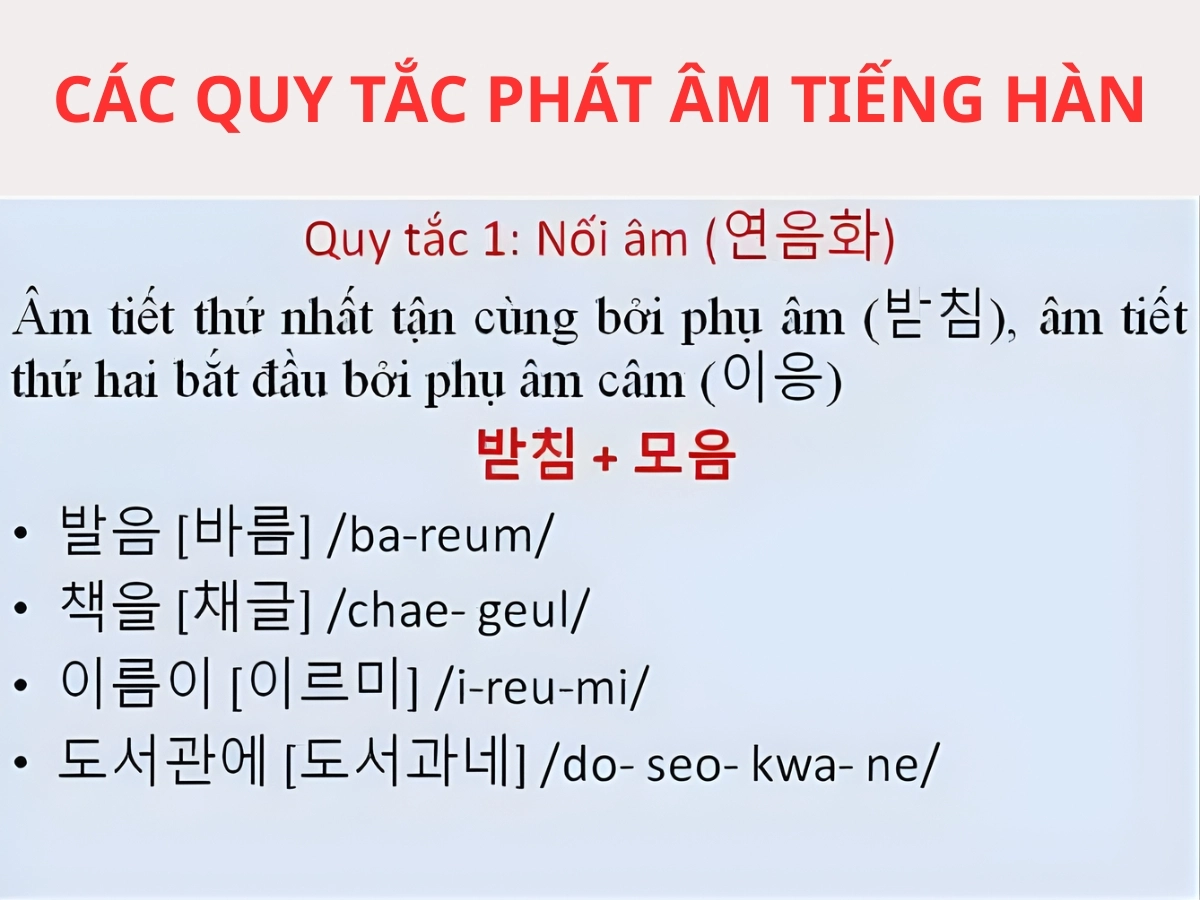 Học nguyên tắc phát âm trong tiếng Hàn